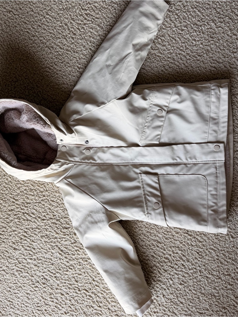 Zara Kids Cream Hooded Puffer Jacket